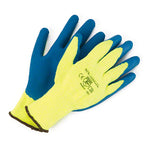 Blue Textured Rubber Hi-Viz, fleece liner gloves