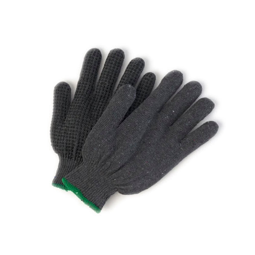 Grey Economy Poly-cotton String Knit Glove with Palm Dots