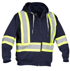 Deluxe Hi Vis Safety Hoodie, Attached Hood