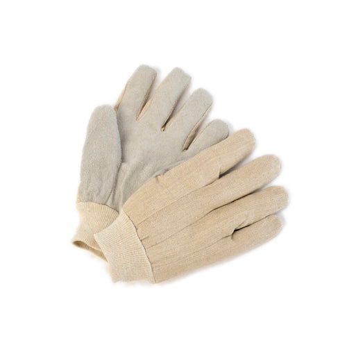 Men's leather palm gloves with knit wrist